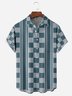 Geometric Check Chest Pocket Short Sleeve Bowling Shirt