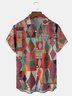 Ethnic Geometric Chest Pocket Short Sleeve Casual Shirt