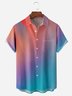Gradient Color Chest Pocket Short Sleeve Casual Shirt