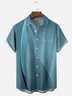 Gradient Color Chest Pocket Short Sleeve Casual Shirt