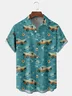Geometric Cat Chest Pocket Short Sleeve Lounge Shirt