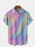Gradient Color Chest Pocket Short Sleeve Casual Shirt