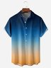 Gradient Color Chest Pocket Short Sleeve Casual Shirt