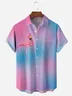 Flamingo Gradient Color Chest Pocket Short Sleeve Hawaiian Shirt