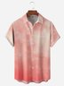 Gradient Color Chest Pocket Short Sleeve Casual Shirt
