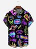 Geometric Flamingo Chest Pocket Short Sleeves Hawaiian Shirt