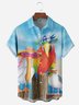 Parrots Chest Pocket Short Sleeve Hawaiian Shirt