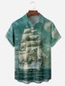 Sailboat Chest Pocket Short Sleeve Hawaiian Shirt