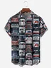 Vintage Car Chest Pocket Short Sleeve Casual Shirt