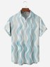 Geometric Ripple Chest Pocket Short Sleeves Casual Shirt