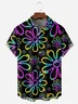 3D Line Flower Chest Pocket Short Sleeve Hawaiian Shirt