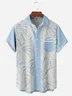 Botanical Leaves Chest Pocket Short Sleeve Bowling Shirt