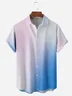 Striped Gradient Chest Pocket Short Sleeve Casual Shirt