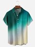 Gradient Color Chest Pocket Short Sleeve Casual Shirt