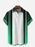 Gradient Color Block Chest Pocket Short Sleeve Bowling Shirt