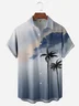 Palm Tree Chest Pocket Short Sleeve Hawaiian Shirt