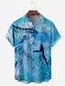 Map Sea Life Chest Pocket Short Sleeve Hawaiian Shirt