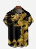 Hardaddy Artistic Dragon Pattern Chest Pocket Short Sleeve Casual Shirt