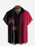 Gradient Coconut Tree Chest Pocket Short Sleeve Hawaiian Shirt