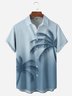 Gradient Color Coconut Tree Chest Pocket Short Sleeve Hawaiian Shirt