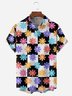 Floral Checkerboard Chest Pocket Short Sleeve Hawaiian Shirt