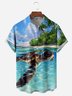 Marine Life Sea Turtle Chest Pocket Short Sleeve Hawaiian Shirt