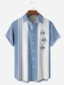 Geometric Pattern Chest Pocket Short Sleeve Bowling Shirts