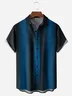 Gradient Color Chest Pocket Short Sleeve Bowling Shirt