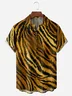 Tiger Fur Print Chest Pocket Short Sleeve Hawaiian Shirt