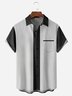 Striped Chest Pocket Short Sleeve Bowling Shirt