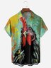 Hardaddy Rooster Painting Chest Pocket Short Sleeve Casual Shirt