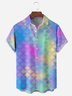 Ombre Mermaid Scale Chest Pocket Short Sleeve Casual Shirt