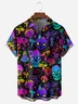 Skull Mushroom Chest Pocket Short Sleeves Casual Shirt