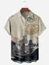 Sailboat Map Chest Pocket Short Sleeve Hawaiian Shirt