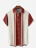 Striped Chest Pocket Short Sleeve Bowling Shirt