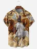 Western Horses Chest Pocket Short Sleeve Casual Shirt