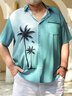 Big Size Coconut Tree Chest Pocket Short Sleeve Casual Shirt