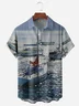 Sailboat Chest Pocket Short Sleeve Hawaiian Shirt