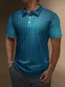 Ombre Geometric Button Short Sleeve Polo Shirt