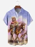 Guitar Cowboy Chest Pocket Short Sleeve Casual Shirt