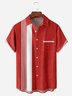 Wooden Shading Chest Pocket Short Sleeve Bowling Shirt