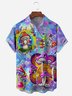 Hippie Mushrooms Music Chest Pocket Short Sleeve Shirt