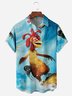 Rooster Chest Pocket Short Sleeves Casual Shirts