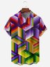Geometric Multicolored Chest Pocket Short Sleeves Casual Shirts