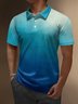 Gradient Color Button Short Sleeve Polo Shirt