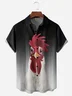 Abstract Stripes Chicken Chest Pocket Short Sleeve Casual Shirt