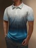 Ombre Abstract Stripes Button Short Sleeve Polo Shirt
