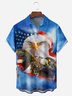 American Flag Eagle Chest Pocket Short Sleeve Casual Shirt