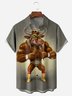 Kung Fu Cattle Chest Pocket Short Sleeve Casual Shirt