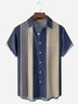 Hardaddy Geometric Stripe Chest Pocket Short Sleeve Casual Shirt